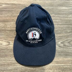 Vintage Breckenridge Ski Snowboard School Cap Baseball Hat Navy Blue Colorado